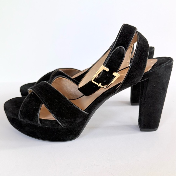 Lauren Ralph Lauren Sasha Ankle Strap Platform Dress Sandals Black Suede Size 8 - Picture 5 of 11